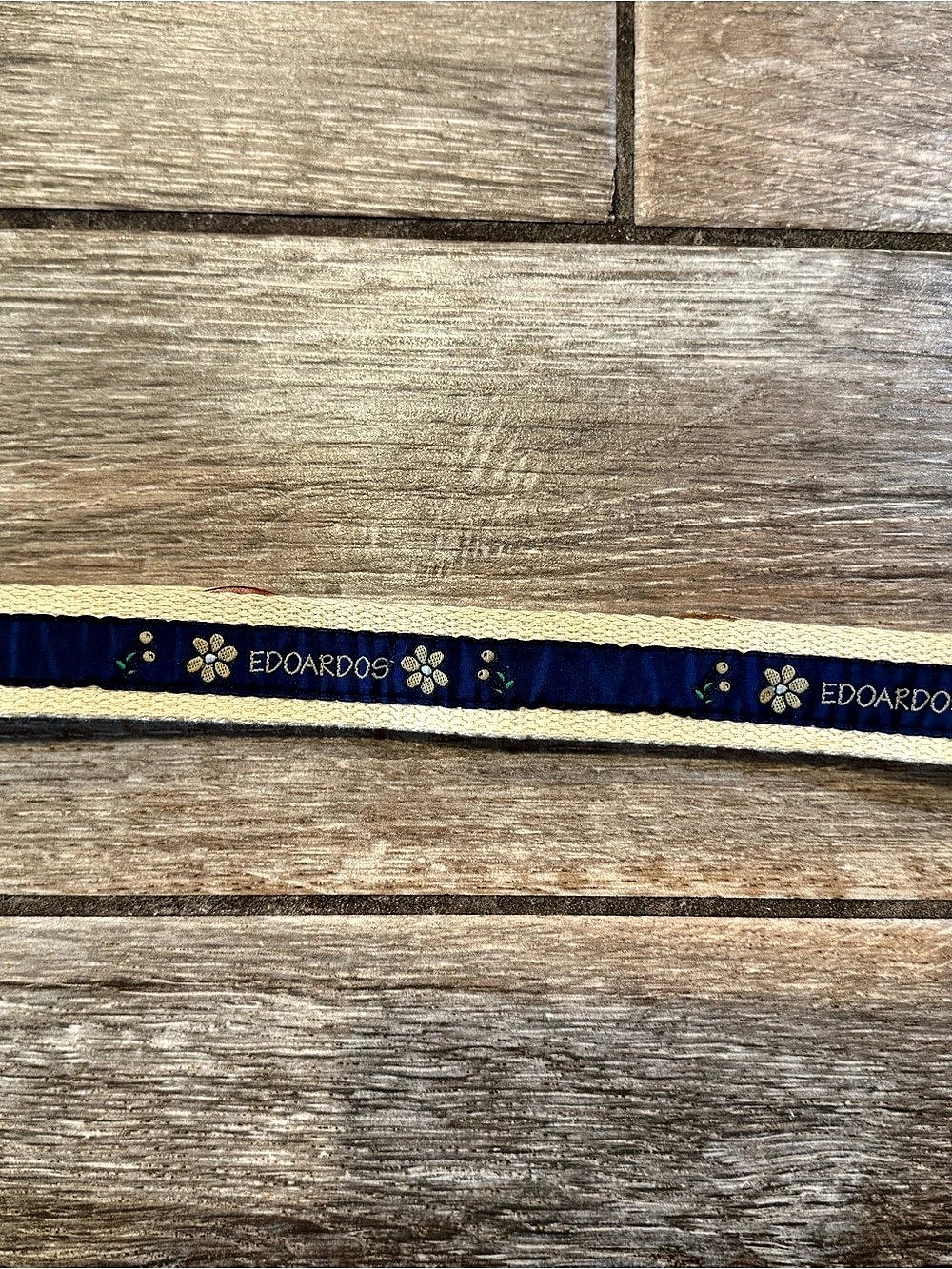 Edoardos Woven Floral Belt in Blue & Tan Vintage